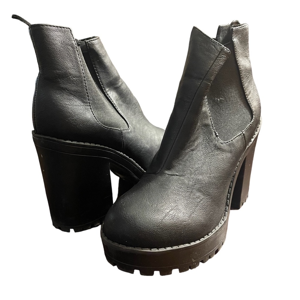 Black Heeled Booties w/ Ankle Stretch H&M